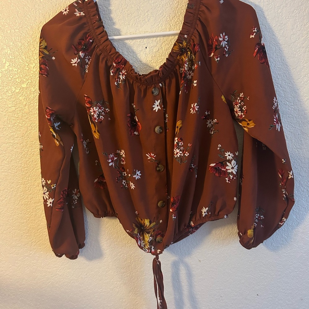 Polly & Esther Brown Floral Blouse